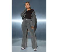Yours Women's Seam Detail Flared Jeans in Dark Grey | Size: 20