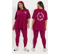 Yours Women's 'Self Care Club' Active T-Shirt in Burgundy | Size: 14 Yours Burgundy 14