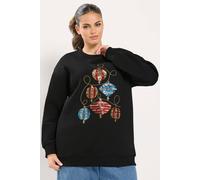 Yours Women's Sequin Bauble Novelty Sweatshirt in Black | Size: 18
