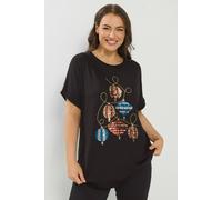Yours Curve Sequin Present Christmas Tree Novelty T-Shirt - Women's - Plus Size Curve