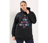Yours Women's Sequin Christmas Tree Novelty Hoodie in Black | Size: 16