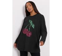 Yours Women's Sequin Embellished Jumper in Black | Size: 22-24 Yours Black 22-24