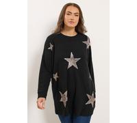 Yours Curve Sequin Embellished Star Jumper - Women's - Plus Size Curve Black
