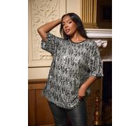 Yours Women's Sequin Embellished T-Shirt in Silver | Size: 16 Yours Silver 16
