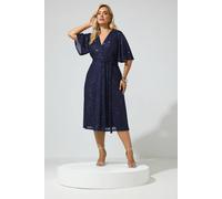 Yours Women's Sequin Finish Wrap Dress in Dark Navy | Size: 24