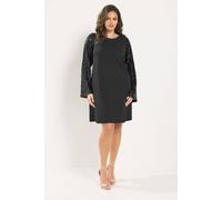 Yours Women's Sequin Flare Sleeve Mini Dress in Black | Size: 16