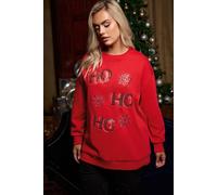 Yours Women's Sequin 'Ho Ho Ho' Sweatshirt in Red | Size: 18 Yours Red 18