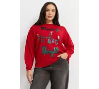 Yours Women's Sequin Novelty Jumper in Red | Size: 26-28 Yours Red 26-28