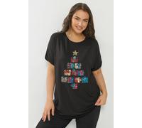 Yours Curve Sequin Present Christmas Tree Novelty T-Shirt - Women's - Plus Size Curve