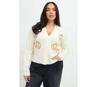 Yours Women's Sequin Pumpkin Cardigan Sweater in Cream | Size: 14/16