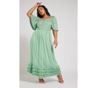 Yours Women's Sequin Sweetheart Ruffle Maxi Dress in Light Green | Size: 16 Yours Light Green 16