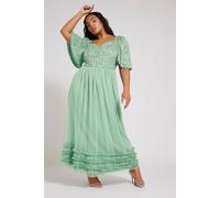Yours Women's Sequin Sweetheart Ruffle Maxi Dress in Light Green | Size: 22