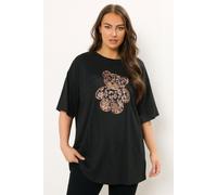 Yours Curve Sequin Teddy Relaxed T-Shirt - Women's - Plus Size Curve Black