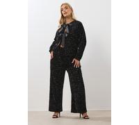 Yours Curve Sequin Wide Leg Trousers - Women's - Plus Size Curve Black