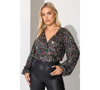 Yours London Curve Rainbow Sequin Wrap Bodysuit - Women's - Plus Size Curve