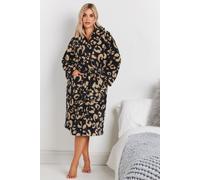 Yours Women's Shawl Collar Dressing Gown in Black | Size: 30-32 Yours Black 30-32