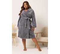 Yours Curve Shawl Collar Fluffy Dressing Gown - Women's - Plus Size Curve