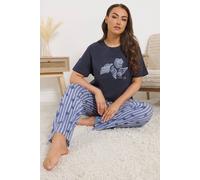 Yours Women's Shell Graphic Stripe Pyjama Set in Dark Blue | Size: 34-36 Yours Dark Blue 34-36