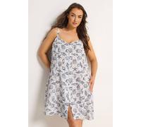 Yours Women's Shell Print Linen Dress in White | Size: 22/24