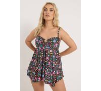 Yours Curve Shell Print Tankini Top - Women's - Plus Size Curve Black
