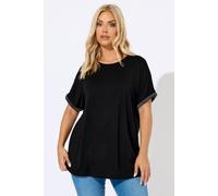Yours Women's Shimmer Detail Top in Black | Size: 22-24 Yours Black 22-24