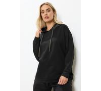 Yours Women's Shimmer Eyelet Hoodie in Black | Size: 22/24