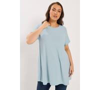 Yours Women's Shimmer Swing T-Shirt in Light Blue | Size: 26/28