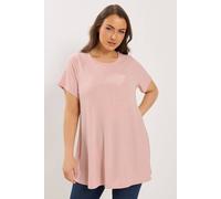 Yours Women's Shimmer Swing T-Shirt in Light Pink | Size: 26/28