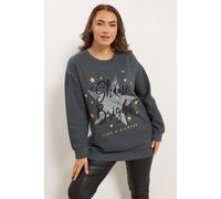 Yours Curve 'Shine Bright' Star Sequin Embellished Sweatshirt - Women's - Plus Size Curve Grey