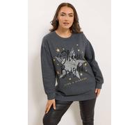 Yours Curve 'Shine Bright' Star Sequin Embellished Sweatshirt - Women's - Plus Size Curve Grey