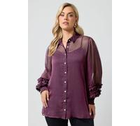 Yours Women's Shirred Cuff Shirt in Purple | Size: 22