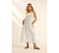 Yours Women's Shirred Linen Maxi Dress in Natural | Size: 18