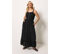 Yours Women's Shirred Placket Dress in Black | Size: 20 Yours Black 20