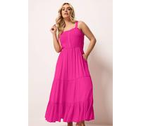 Yours Women's Shirred Placket Dress in Bright Pink | Size: 18 Yours Bright Pink 18