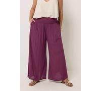 Yours Women's Shirred Wide Leg Trousers in Grape | Size: 22/24