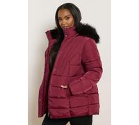 Yours Women's Short Puffer Coat in Red | Size: 30-32 Yours Red 30-32