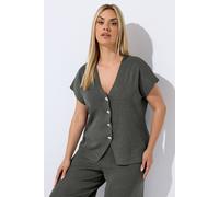 Yours Limited Collection Curve Short Sleeve Compact Knitted Top - Women's - Plus Size Curve Grey