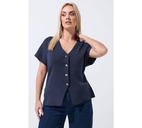 Yours Limited Collection Curve Navy Short Sleeve Compact Knitted Top - Women's - Plus Size Curve