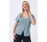 Yours Women's Short Sleeve Knitted Top in Light Blue | Size: 30-32 Yours Light Blue 30-32