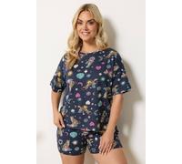 Yours Women's Short Sleeve Pyjama Set in Dark Navy | Size: 26/28