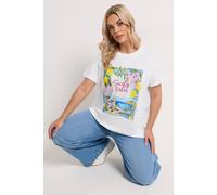 Yours Women's 'Sicily Italia' Graphic T-Shirt in White | Size: 34-36 Yours White 34-36