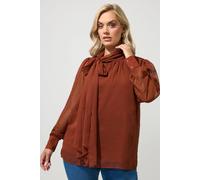 Yours Women's Side Bow Blouse in Dark Brown | Size: 26/28