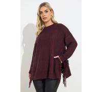 Yours Women's Side Fringe Knitted Jumper in Burgundy | Size: 30-32 Yours Burgundy 30-32