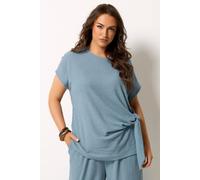 Yours Women's Side Knot T-Shirt in Baby Blue | Size: 26/28