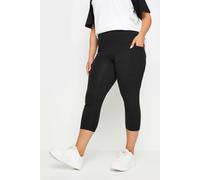 Yours Women's Side Pocket Cropped Leggings in Black | Size: 16 Yours Black 16