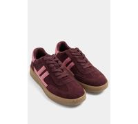 Yours Women's Side Stripe Gum Sole Trainers In Wide E Fit in Burgundy | Size: 7E