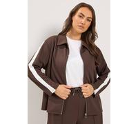 Yours Women's Side Stripe Jacket in Chocolate | Size: 26/28