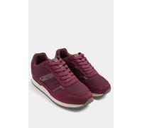 Yours Women's Side Stripe Lace Up Trainers In Extra Wide EEE Fit in Burgundy | Size: 8EEE