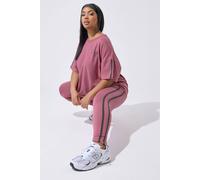 Yours Active Curve Side Stripe Leggings - Women's - Plus Size Curve Pink