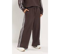 Yours Women's Side Stripe Wide Leg Joggers in Brown | Size: 20S